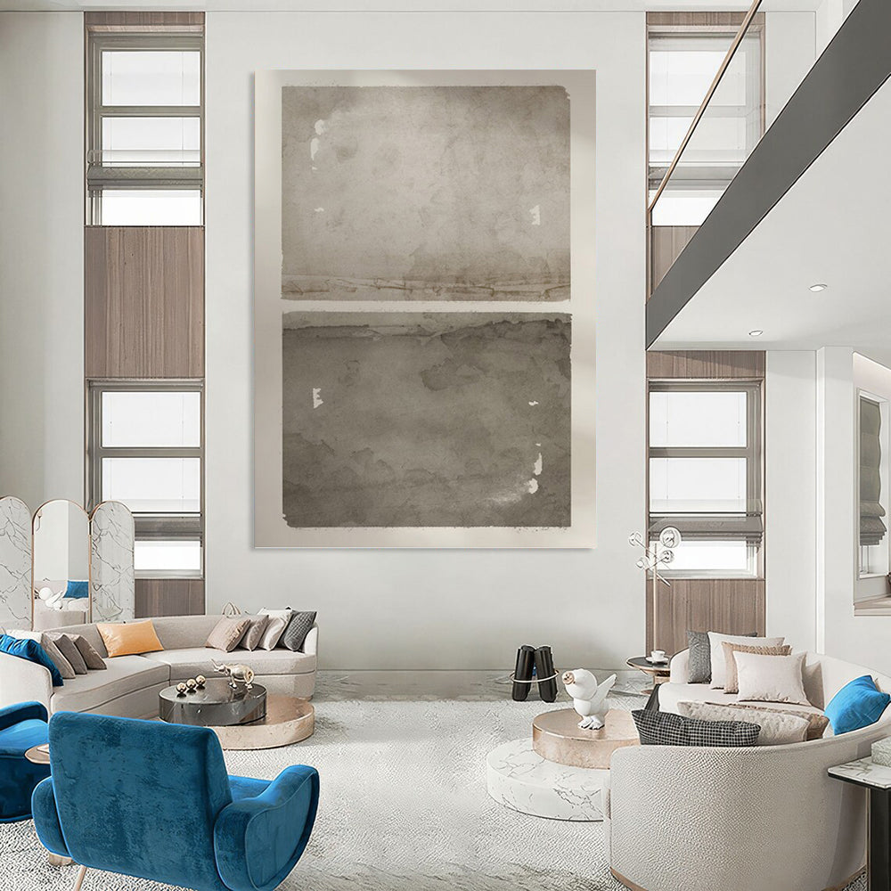 Dual Gray Watercolor Textures - Minimalist Watercolor Painting On Canvas DKH1359