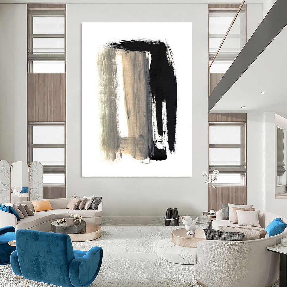 “Monochrome Brushstrokes” - Minimalist Abstract Painting On Canvas DTP157