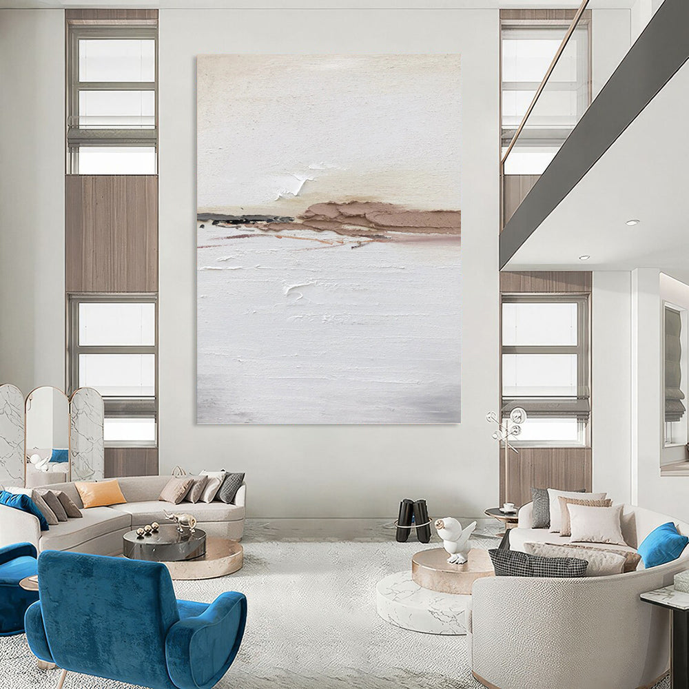 “Neutral Textured Horizon” - Minimalist Landscape - Inspired Painting On Canvas DKH1678