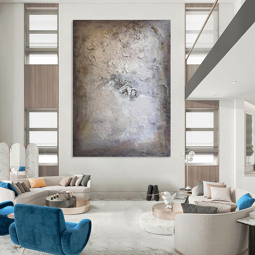 “Textured Neutral Abstract” - Beige, Gray Abstract Painting On Canvas DTP258