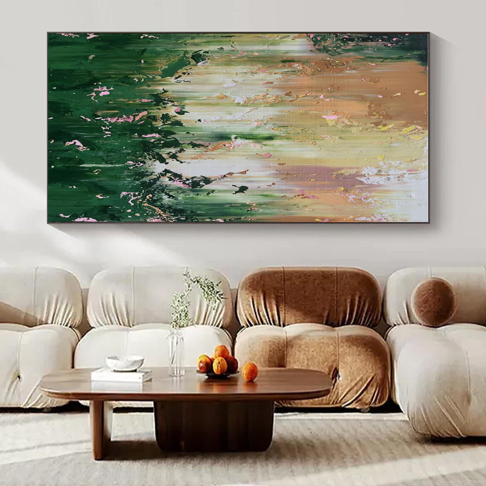 Green - Gold Abstract Garden - Abstract Landscape Acrylic Painting CT1403