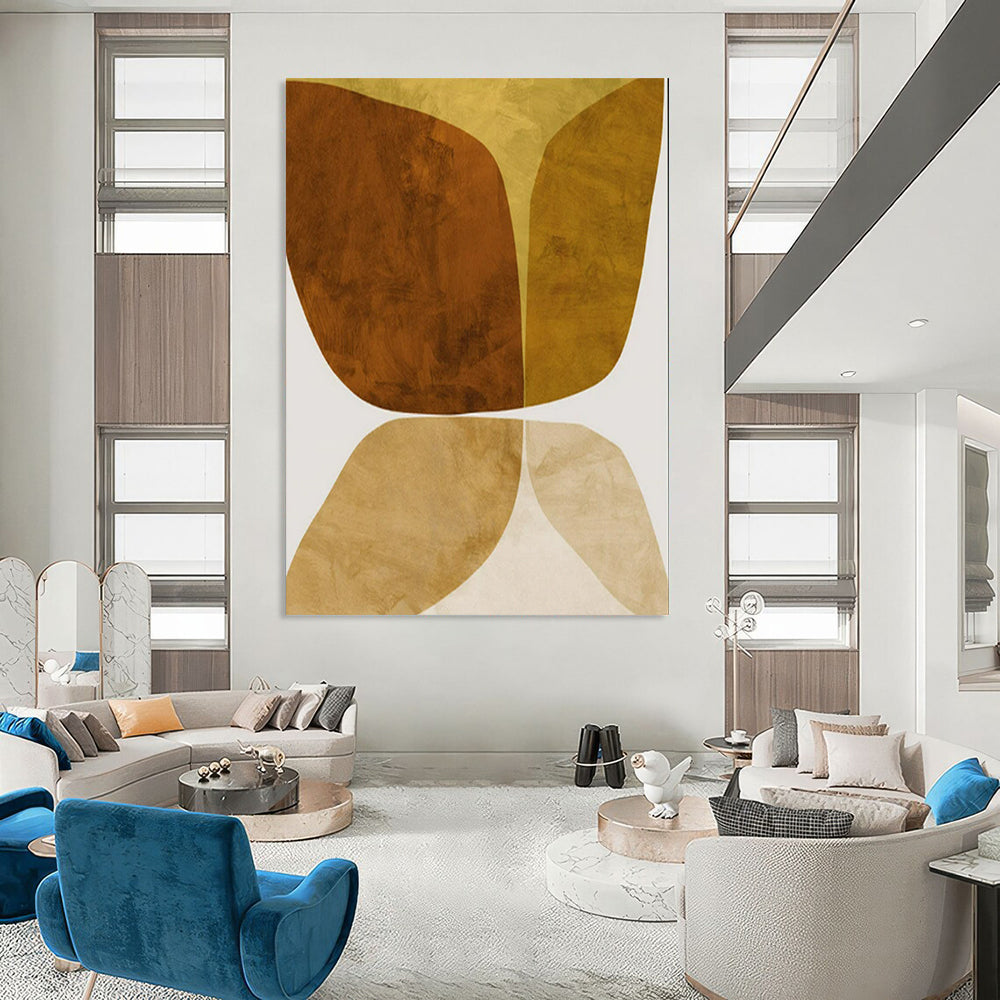 Symmetrical Brown & Beige Shapes - Abstract Painting On Canvas CT2310