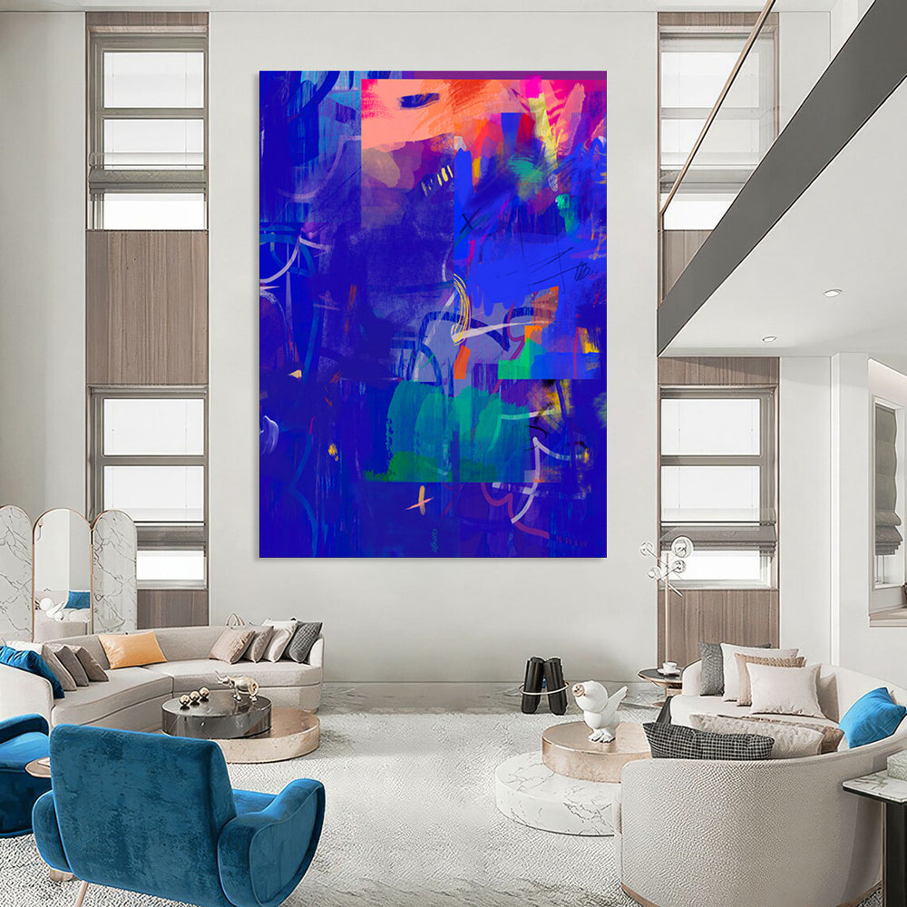 “Blue - Purple Abstract Energy” - Dynamic Abstract Art CT2007