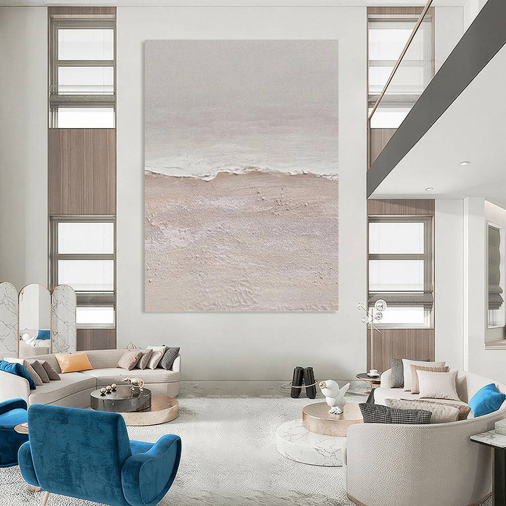 “Textured Beach Scene with Soft Tones” - Calming Landscape Painting On Canvas DKH1124