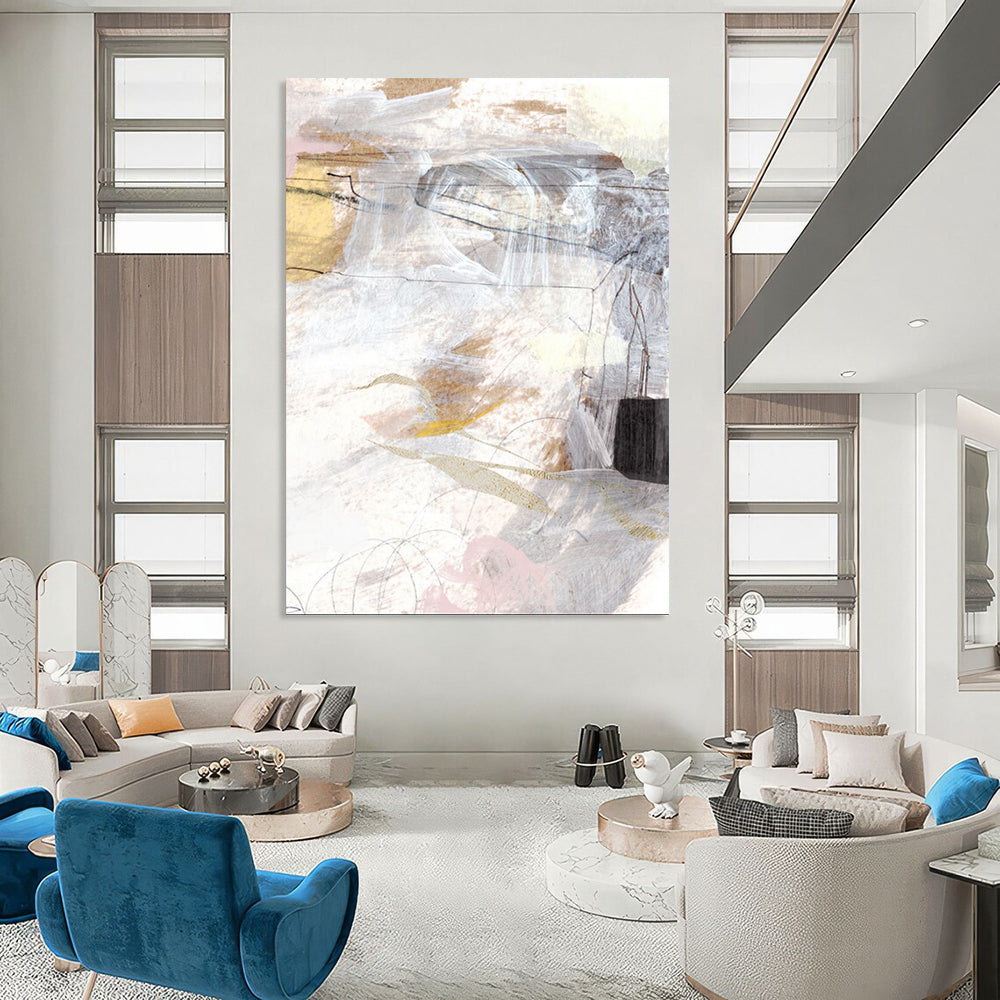 “Neutral Tones Abstract Mosaic” - Beige, Gray, White Abstract Painting On Canvas DTP212