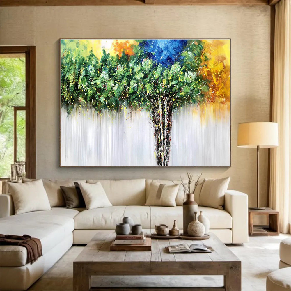 Colorful Canopy Vibrant Tree Abstract Painting On Canvas DKH176