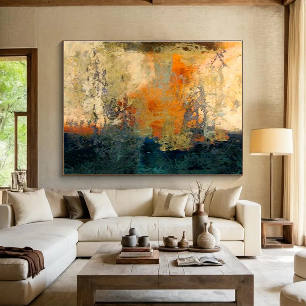 “Warm - Toned Abstract Composition” Abstract Fauvist - Inspired Painting On Canvas DKH378
