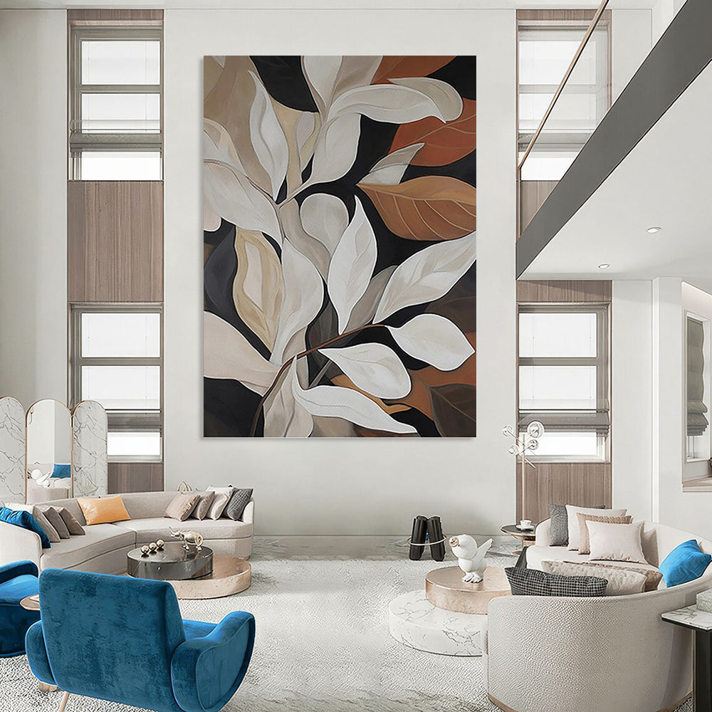 “Neutral - Toned Leafy Abstract” - Nature - Inspired Painting On Canvas DKH1125