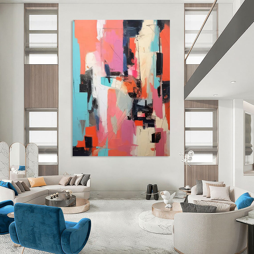 “Colorful Cubist Abstraction” - Cubist - Inspired Abstract Painting On Canvas DTP127