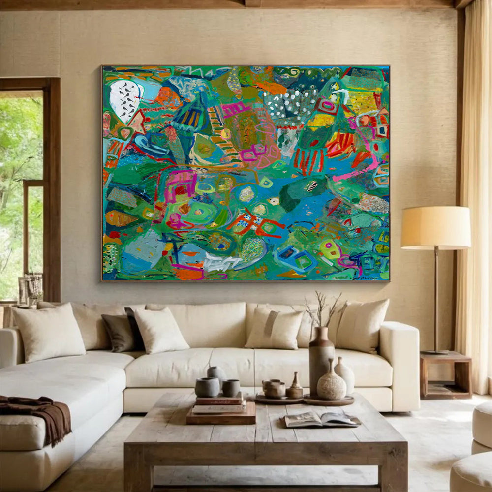 Colorful Abstract Landscape - Abstract Expressionist Painting On Canvas DLZ235
