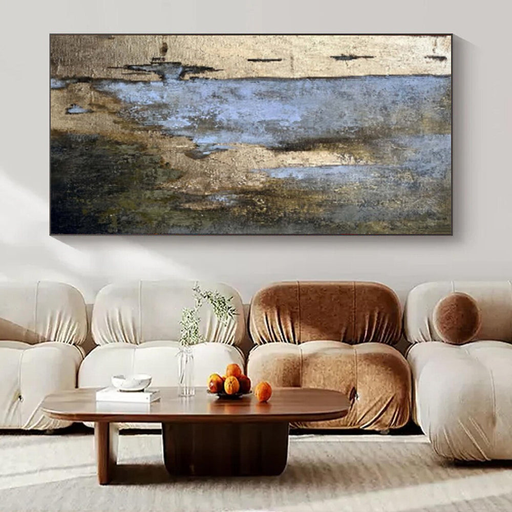 “Blue - Gold - Brown Textured Layers” – Abstract Textured Layer Art CT1001