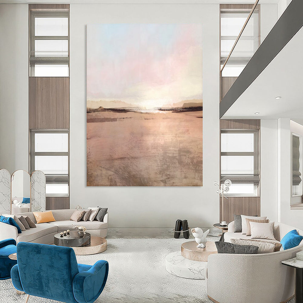 “Blush - Toned Sunset Serenity” - Abstract Landscape Painting On Canvas DTP174