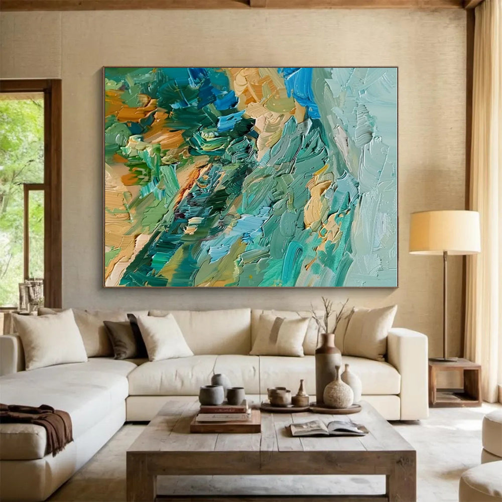 “Colorful Impasto Layers” ,Impasto Abstract Landscape Art CT0911