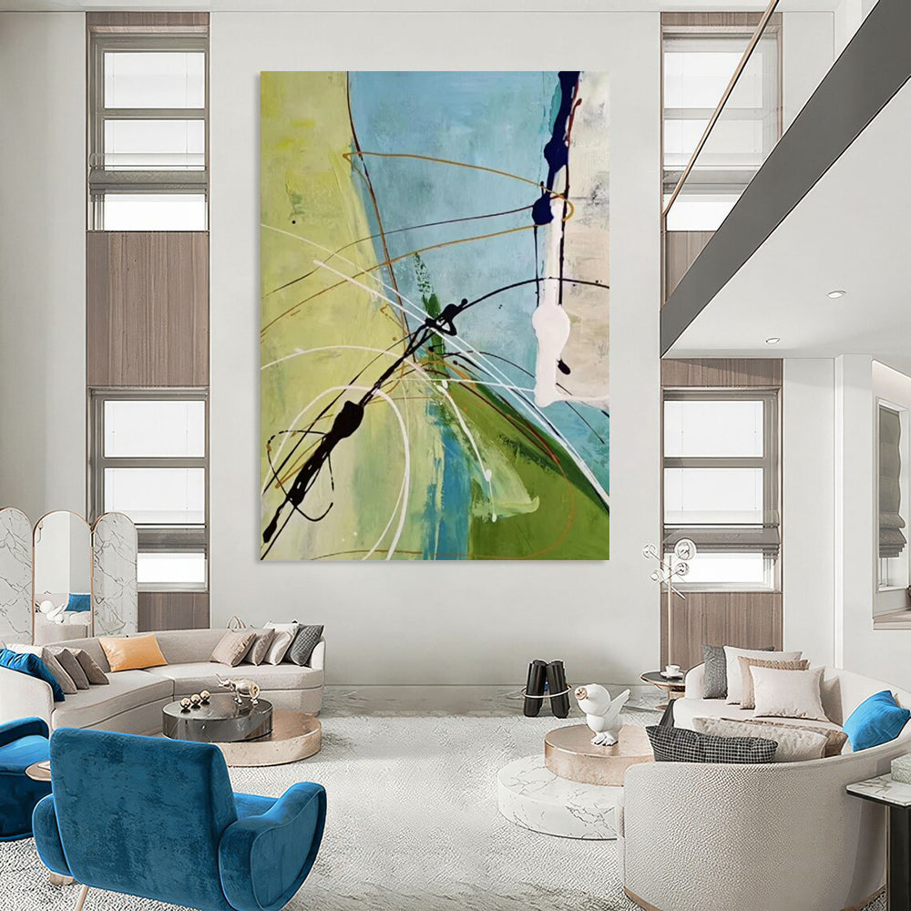 Colorful Line & Shape Abstract - Expressionist Line - Art Painting On Canvas CT2268