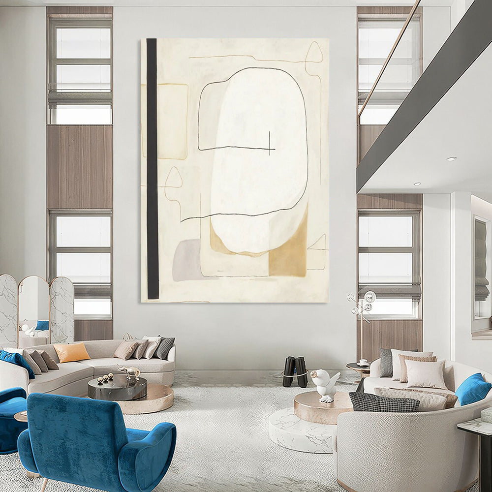 “Minimalist Line Shapes” - Abstract Geometric Painting On Canvas DTP025