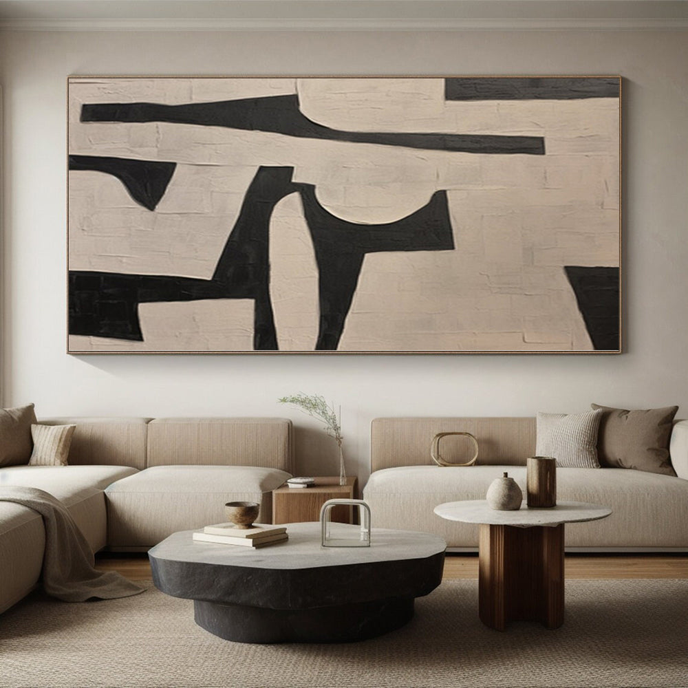 “Black & White Geometry” - Abstract Art with Bold Black, White Shapes CT0098