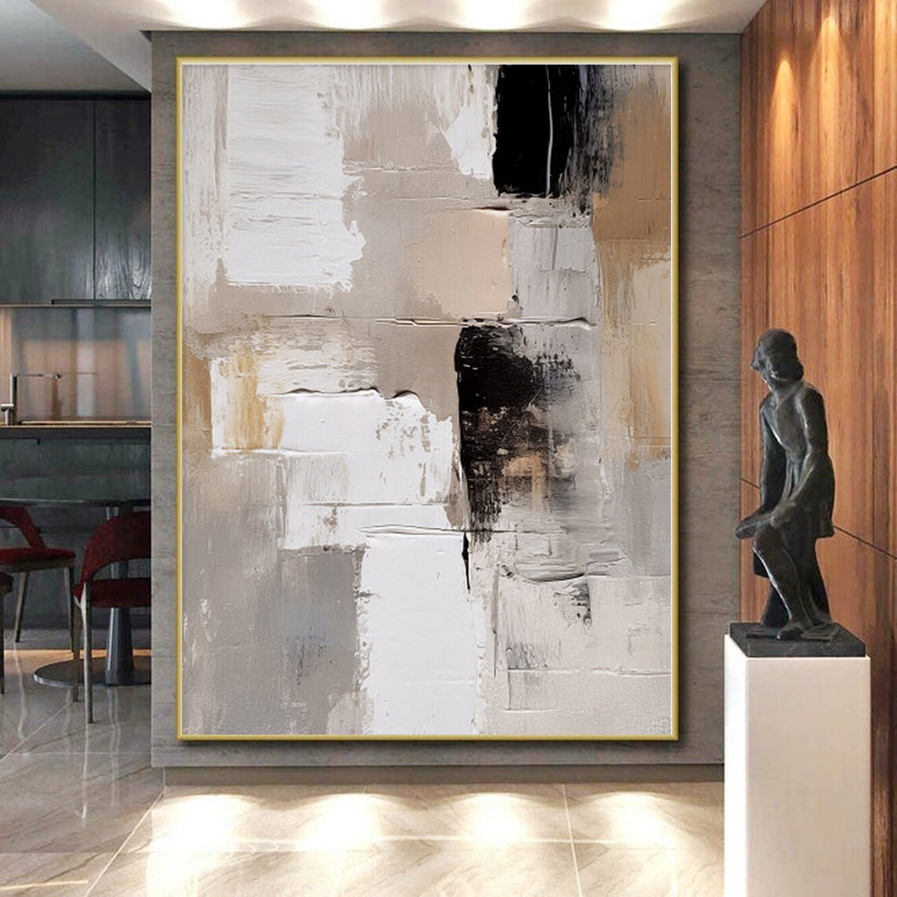 “Neutral - Black Textured Abstraction” - Abstract Expressionist Art CT0442