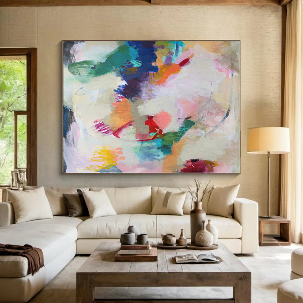 “Pastel Whimsy” - Abstract Acrylic with Soft Pinks, Oranges, Greens, Blues CT0094