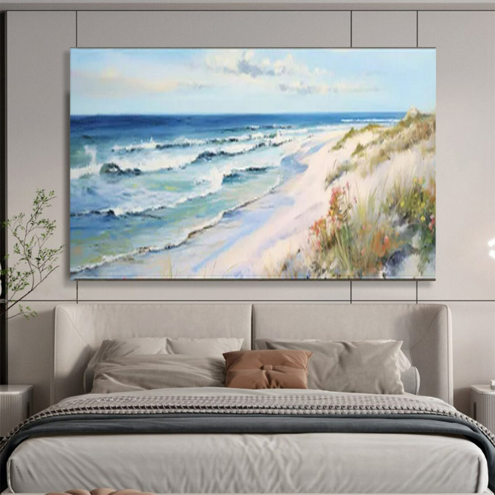 “Sunny Beach Escape” – Blues, whites, yellows capturing a bright, lively coastal scene CT1697