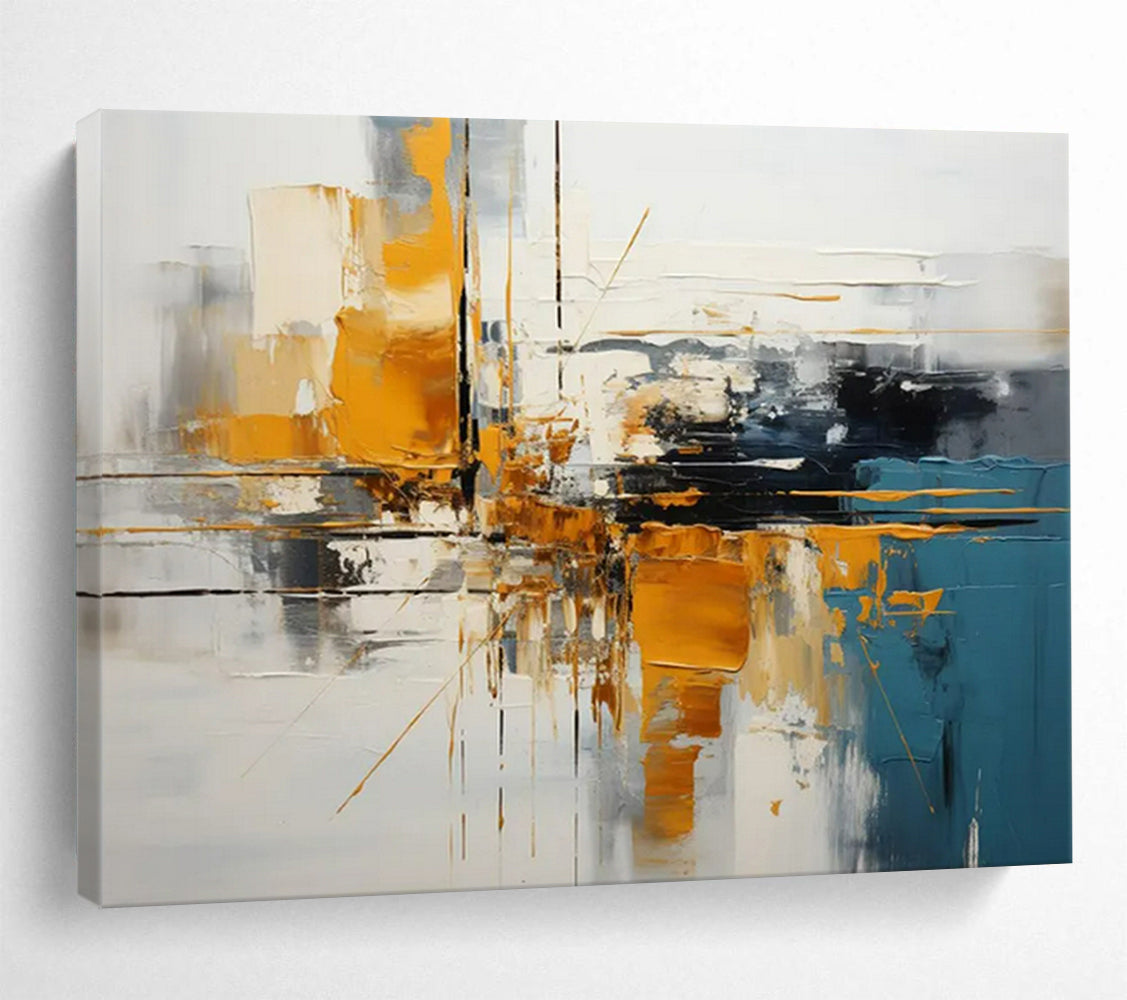 “Urban Geometry in Color” – Abstract Cityscape Acrylic Painting CT1753