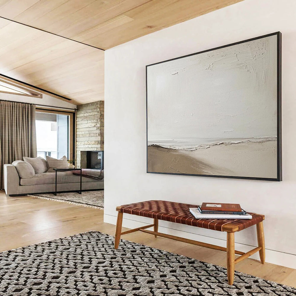 Minimalist abstract landscape in white and brown CT1658