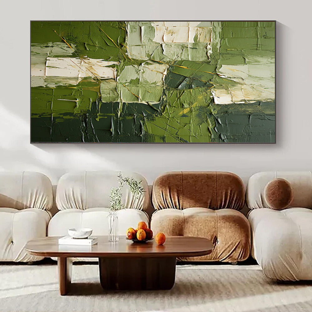 “Textured Green Abstract Layers” Impasto - Style Acrylic Art CT0187