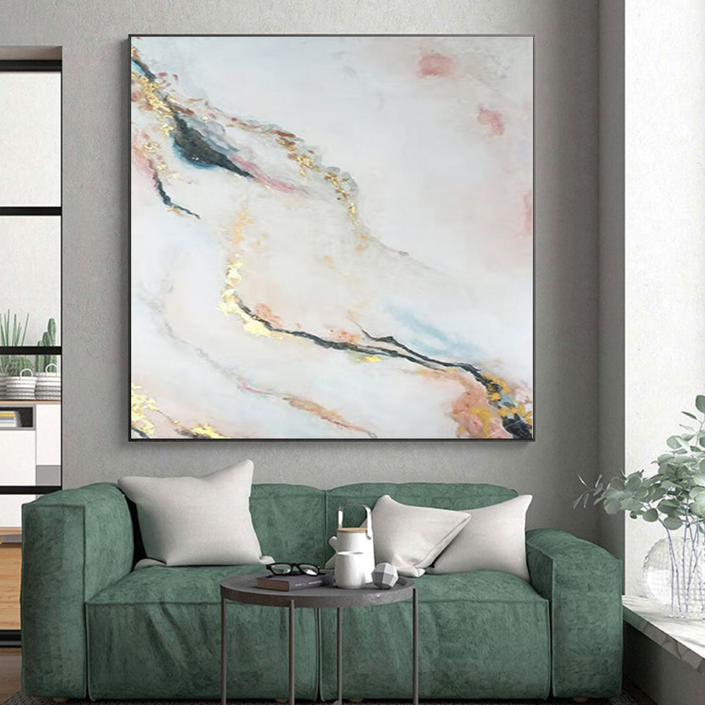 “Pink - Gold - Blue Marbled Abstraction” - Abstract Luxury Art CT0433
