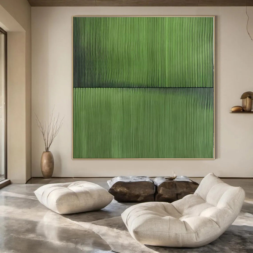 “Dual Green Textured Panels” Minimalist Acrylic Art CT0197