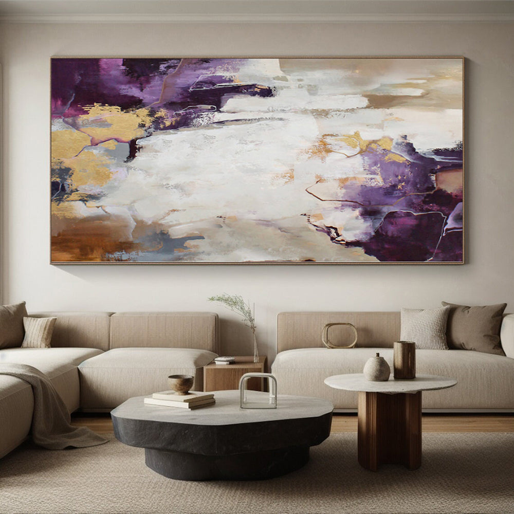 “Purple - Gold - Neutral Abstract Veins” Abstract Acrylic Art CT0259