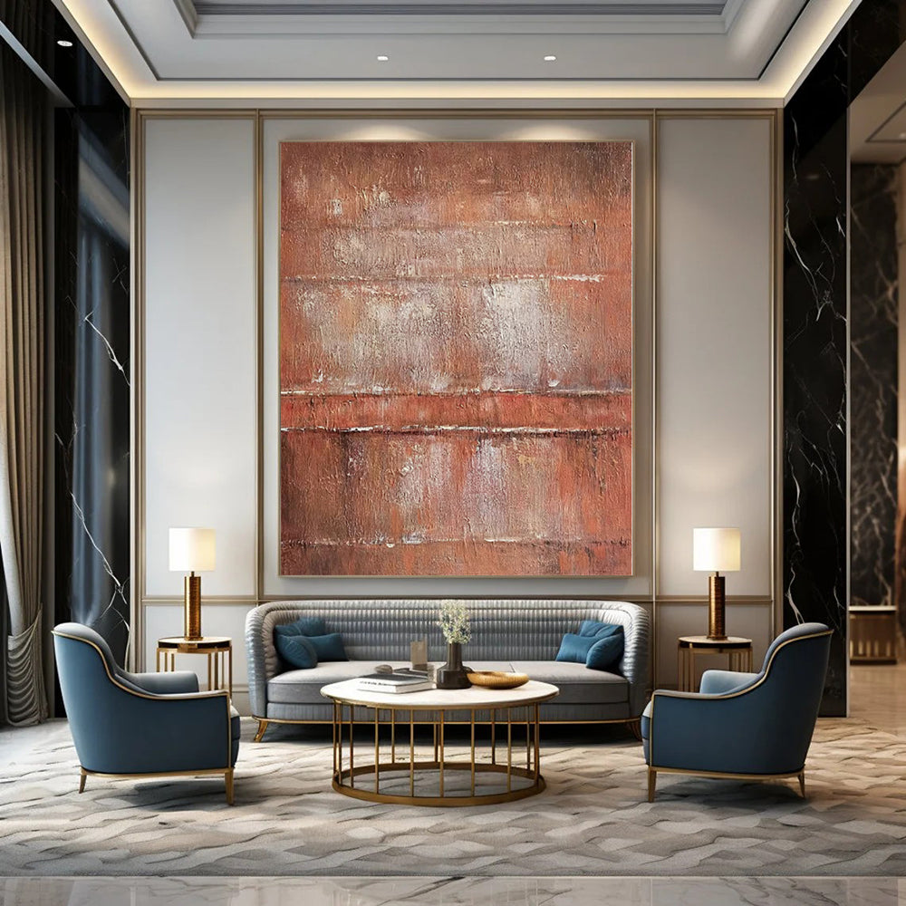 “Rust - Brown Textured Layers” Minimalist Acrylic Art CT0214