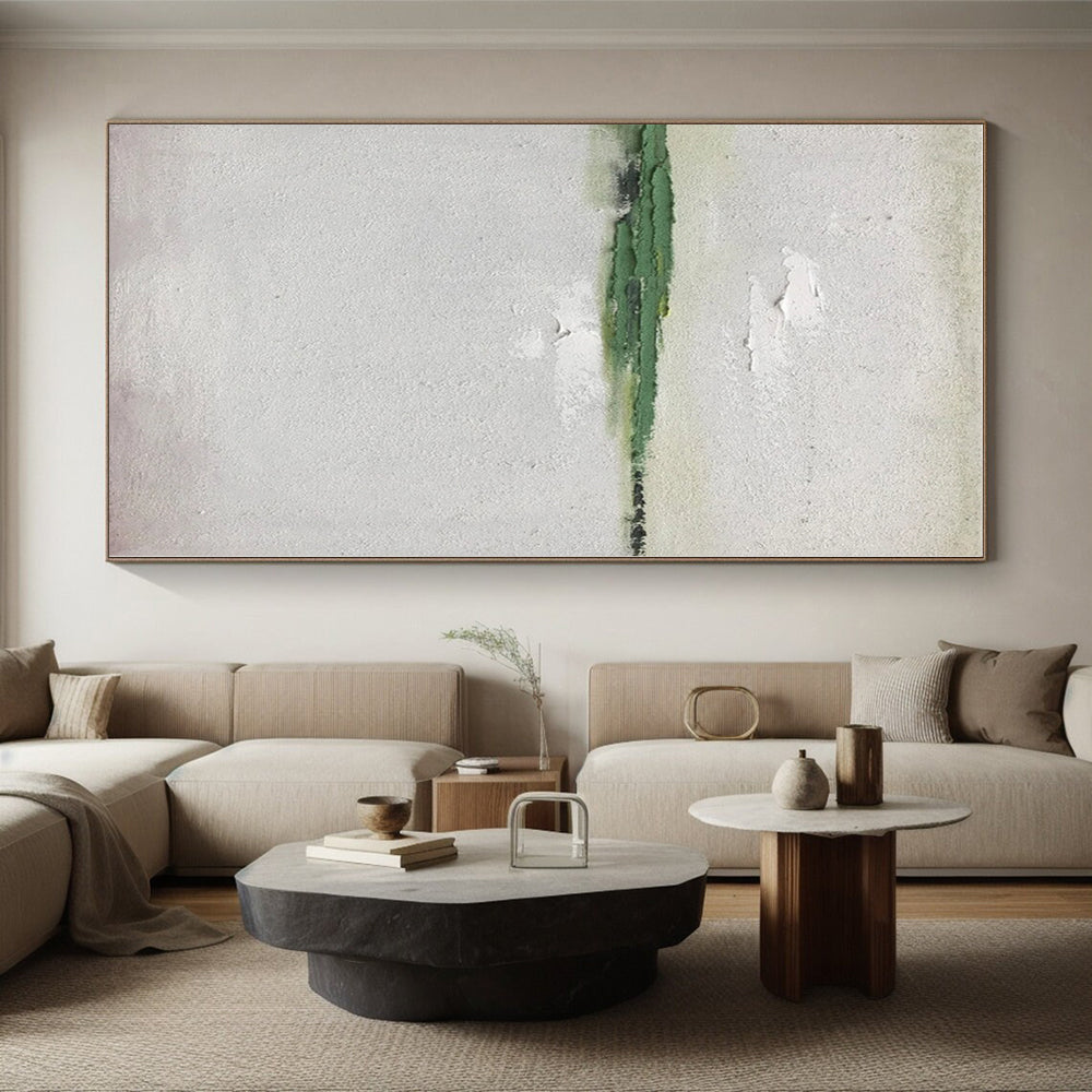 “Green - White Minimalist Abstraction” - Abstract Minimalist Art CT0492