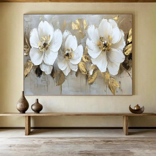 “Gilded Blooms” – Floral Acrylic Painting CT1705
