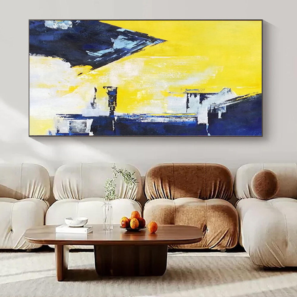 “Yellow - Blue Abstract Forms” Cubist - Inspired Acrylic Art CT0215