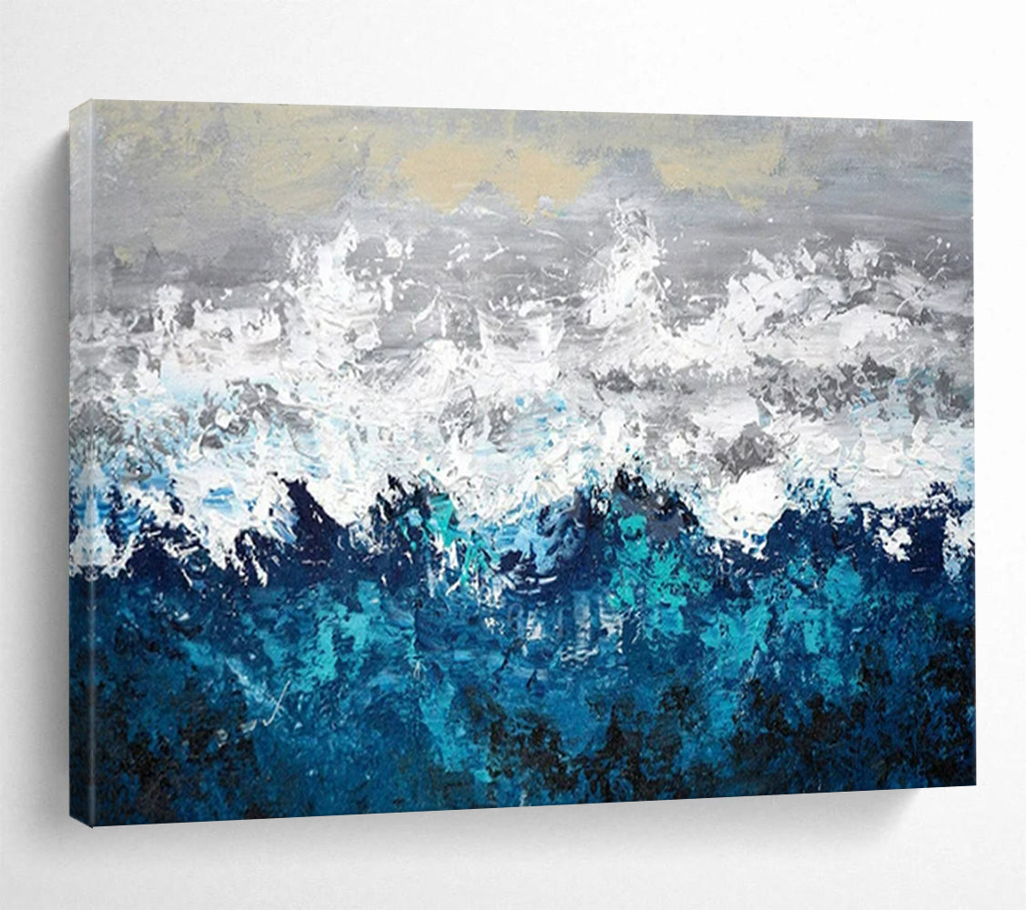 “Crashing Wave Energy” - Blues, whites, grays; textured, abstract ocean waves CT1601
