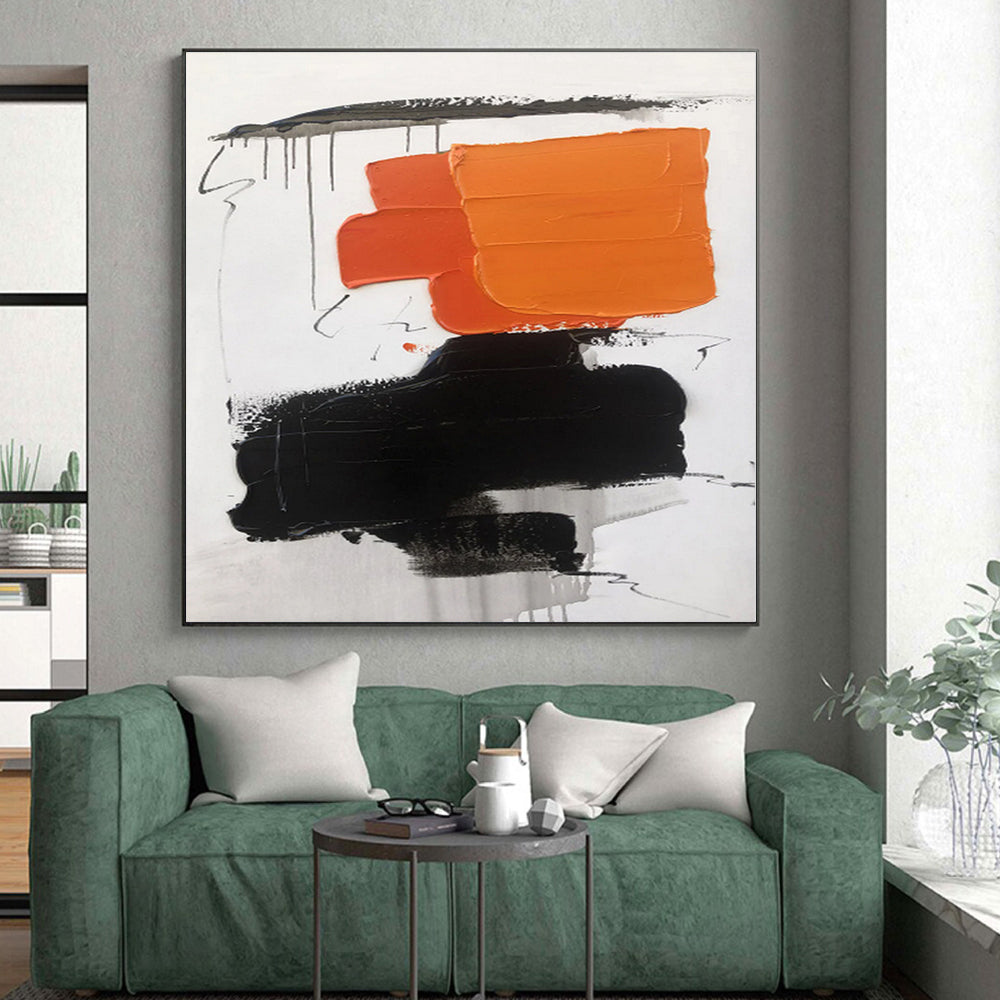 “Orange - Black Abstract Simplicity” - Abstract Minimalist Art CT0490