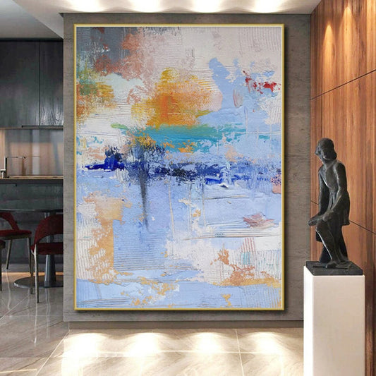 “Blue - Orange Abstract Impressions” Expressionistic Acrylic Art CT0224