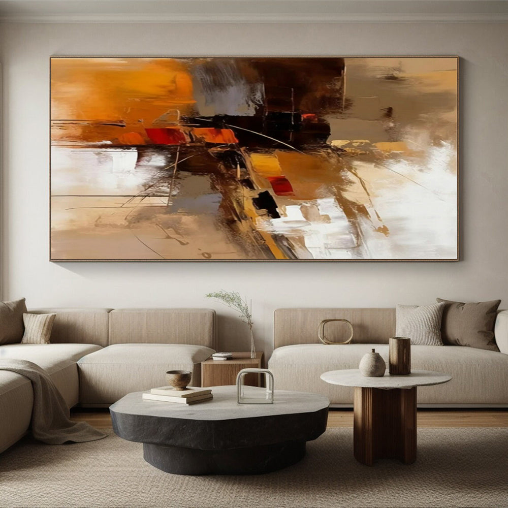 “Construction in Brown, Yellow & Orange”,Constructivist Abstract Art CT0598
