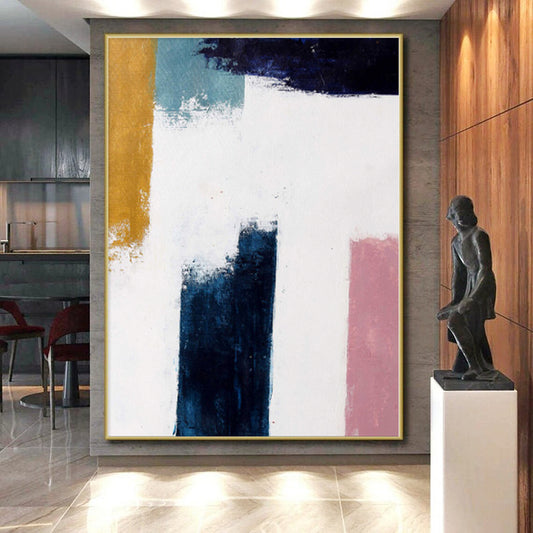 “Color Blocks” - Abstract Work with Yellow, Blue, White, Pink CT0037