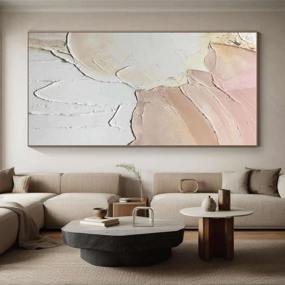“Pink - White Textured Petals” - Abstract Textural Painting CT0409