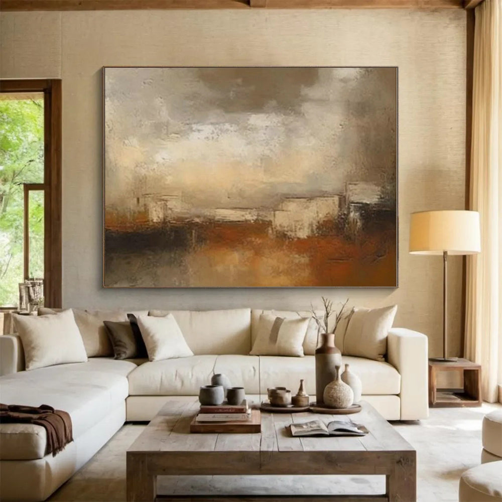 “Brown - Grey Gradient Texture”,Textured Abstract Art CT0599