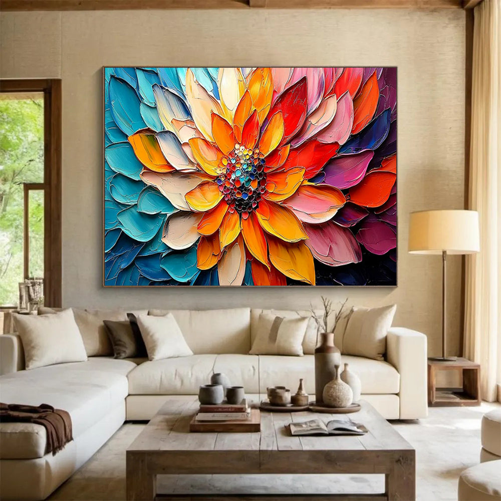 “Colorful Petals Flower” – Impasto Floral Oil Painting CT1766