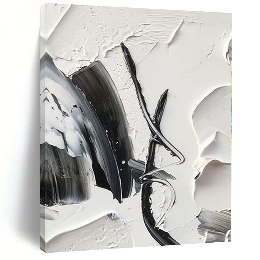“Black - White Textured Forms” Impasto Acrylic Art CT0243