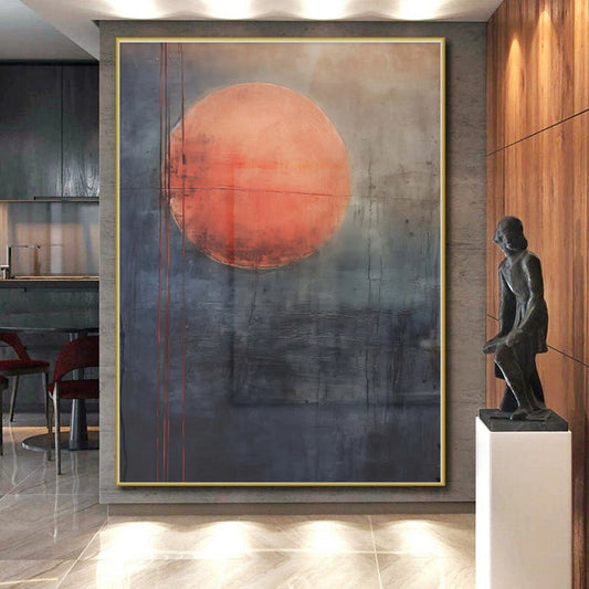 “Red Sun - Gray Sky Abstract” - Abstract Landscape Art CT0452