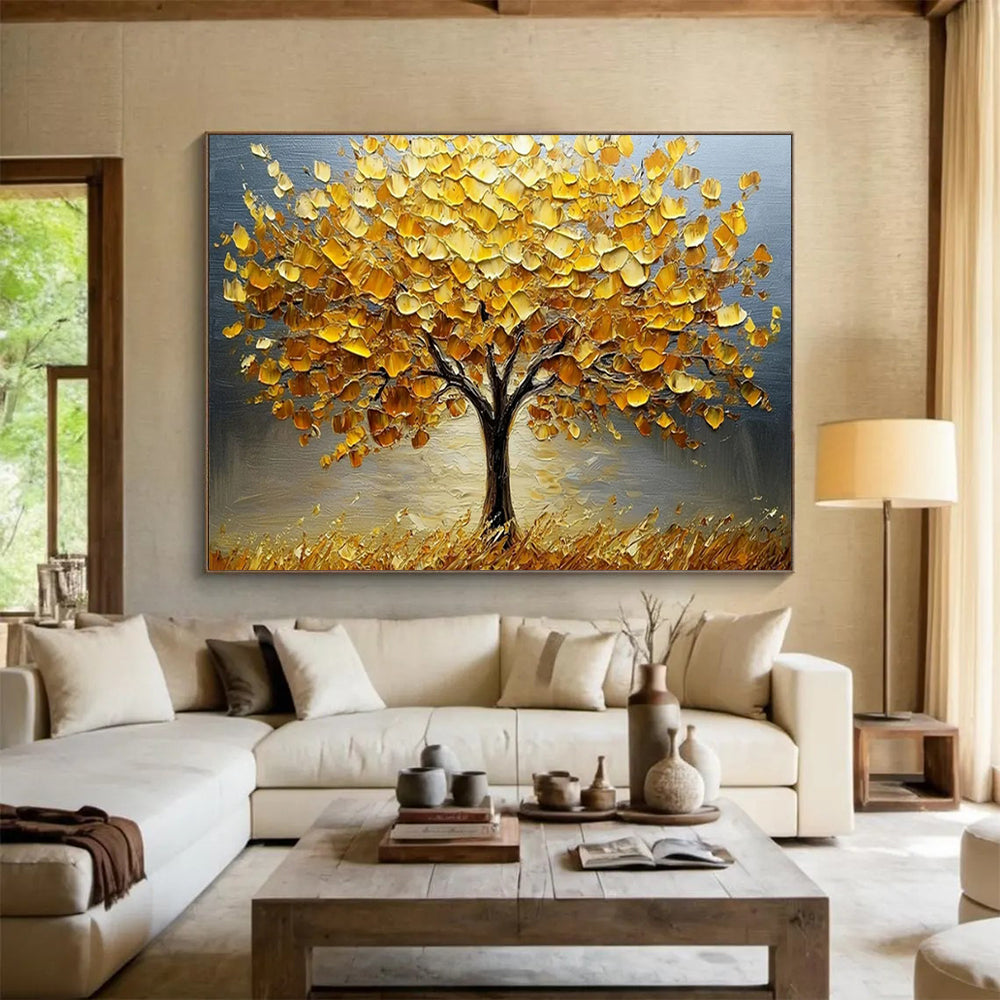 “Golden Autumn Tree” – Impasto Landscape Oil Painting CT1767