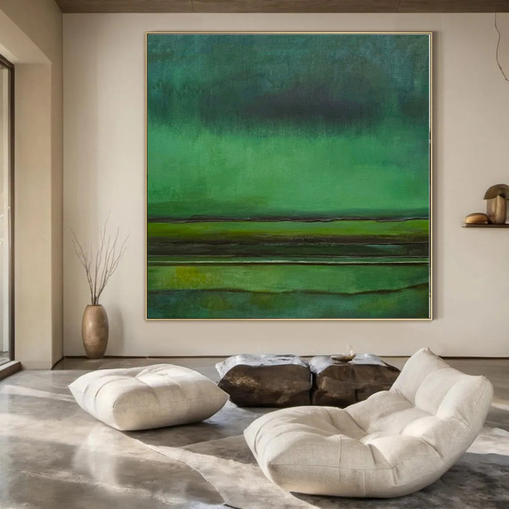 “Green - Teal Abstract Layers” Minimalist Acrylic Art CT0190