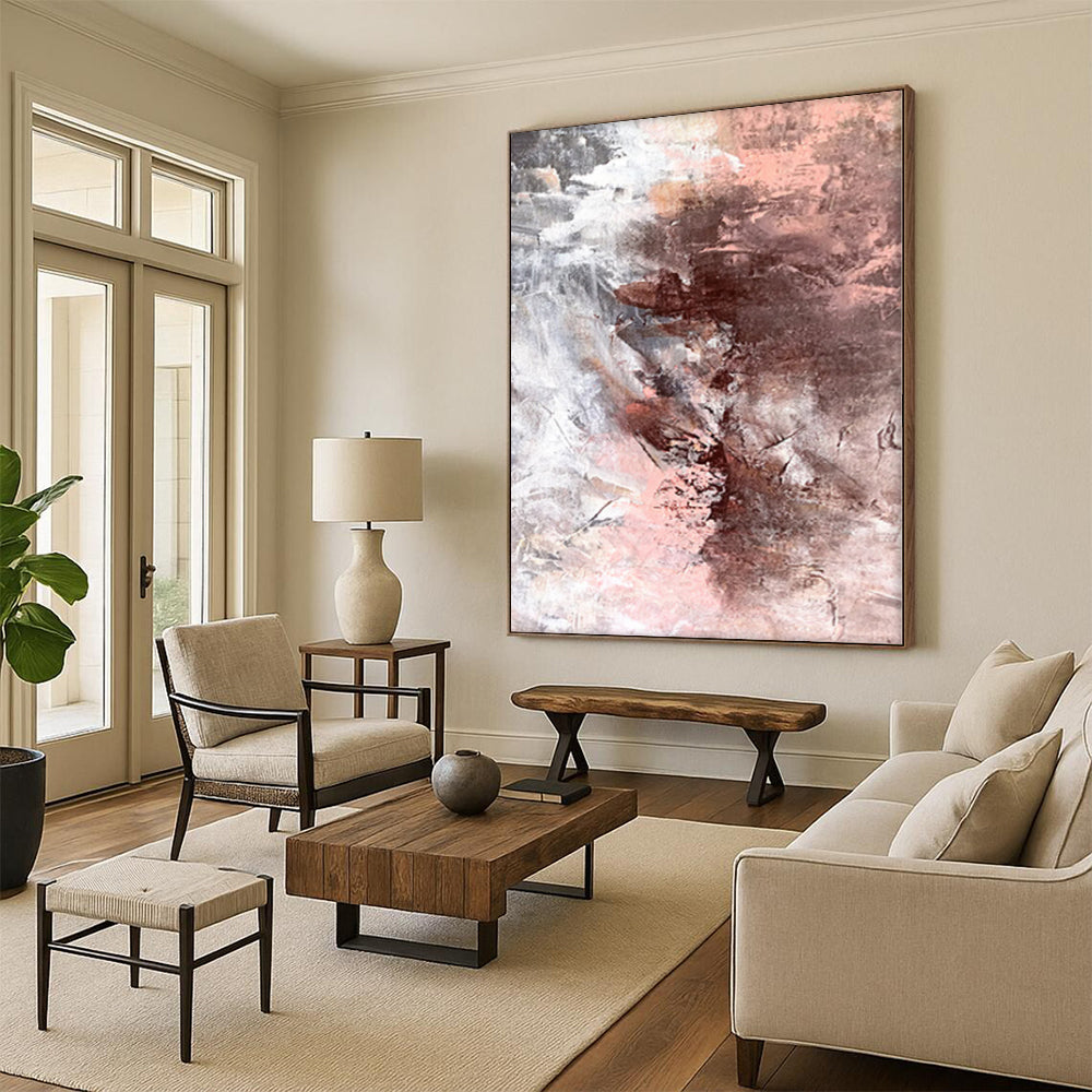 “Pink Brown Fusion” - Abstract Work with Pink, Brown, Gray Textures CT0023