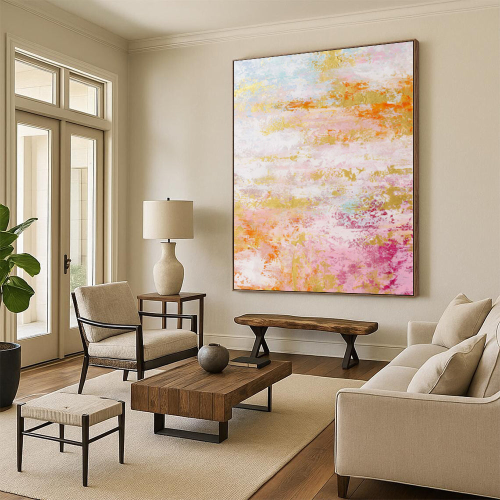 “Pastel Carnival” - Abstract Work with Pink, Gold, Orange, Purple, Blue CT0047