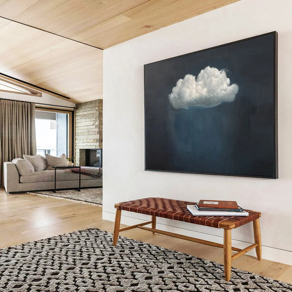 “Lone Cloud” - Dark grays, whites, soft blues; simple, isolated cloud against dark background CT1524