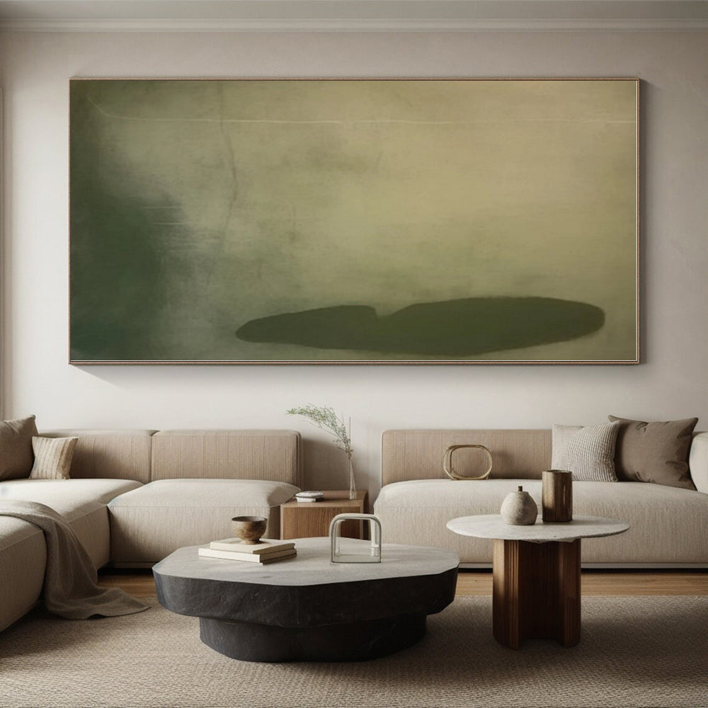 “Subtle Green and Beige Abstract”,Abstract Minimalist Oil Painting CT0577