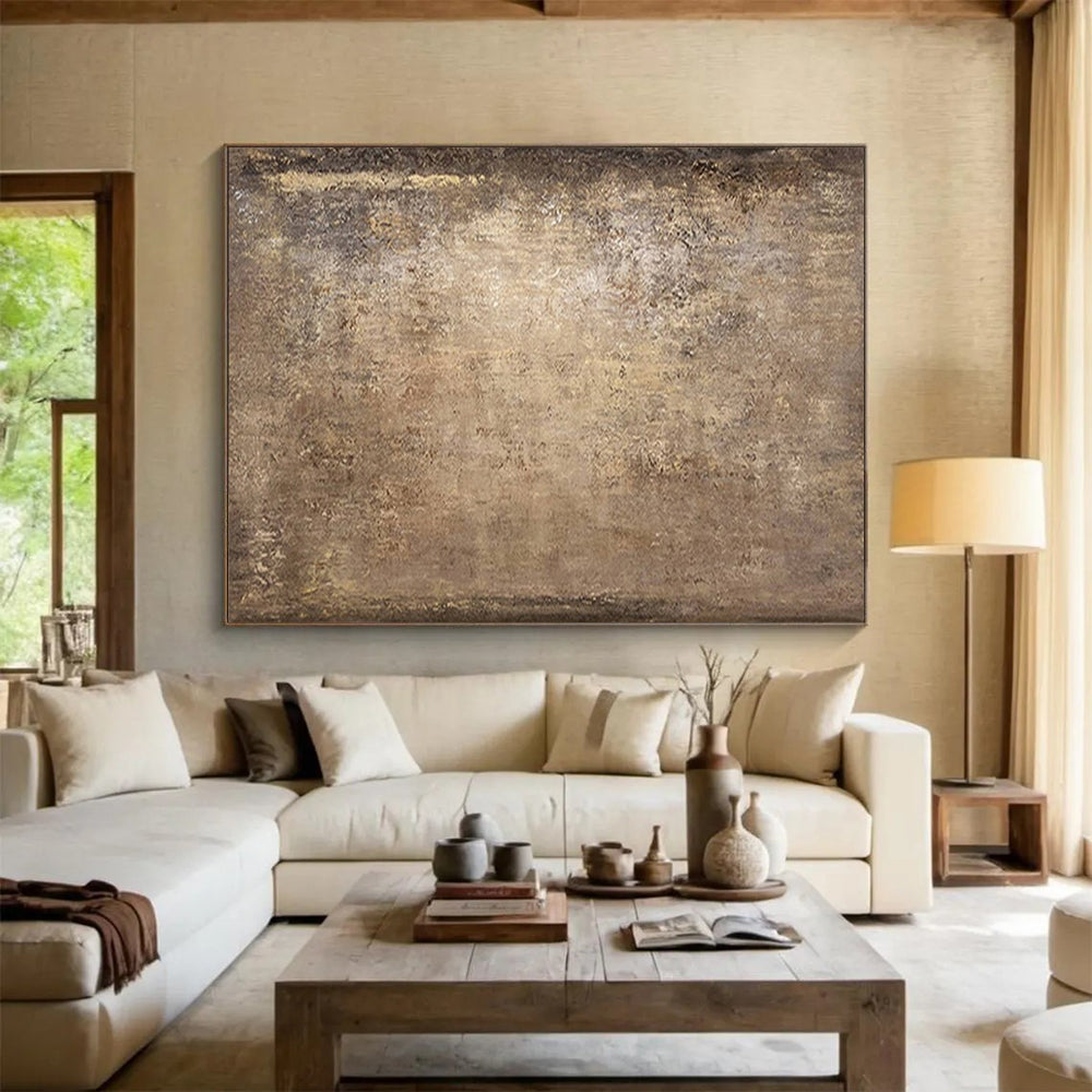 “Bronze Patina” - Warm browns, metallic tones; textured, aged - metal - like abstract surface CT1520